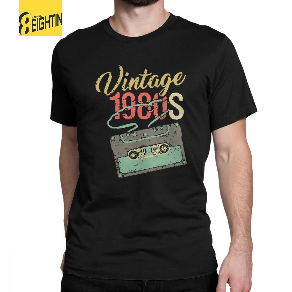 Рэп Кассетная лента футболки винтажные 1980с с коротким рукавом для мужчин