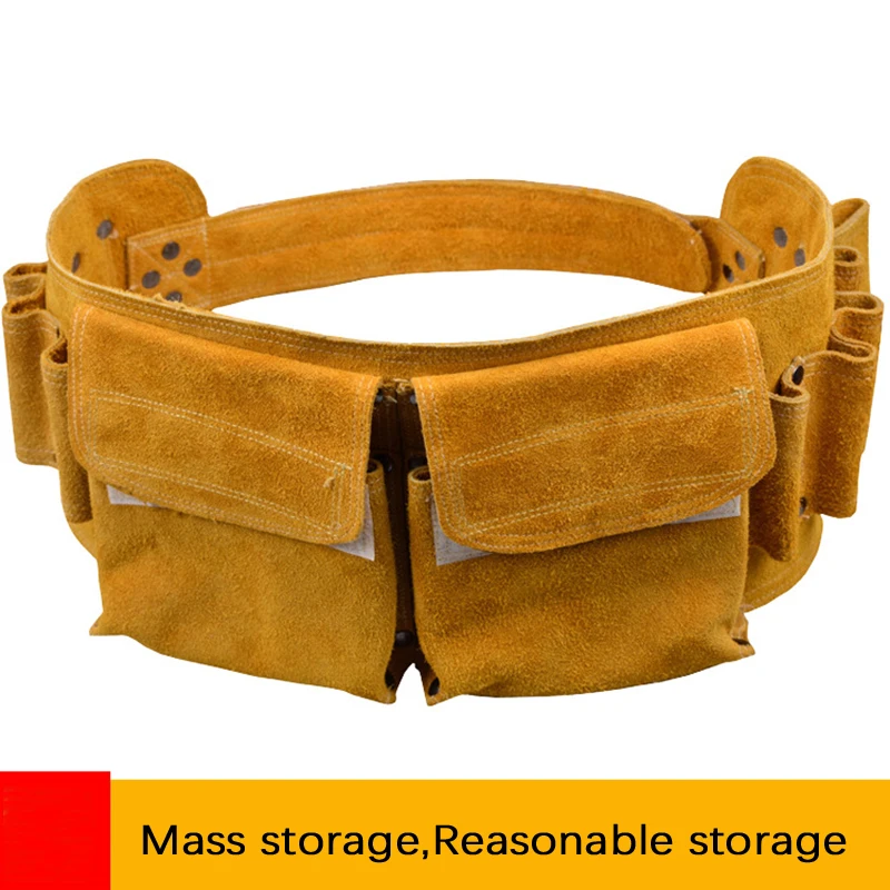 Дешево Многофункциональный коровья кожа ремень для инструментов сумка Толстые прочные декорации работник с несколькими карманами сумка на поясн...