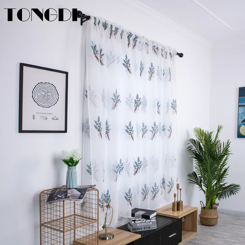 TONGDI белая Тюль с вышивкой занавеска элегантные листья Цветочное дерево