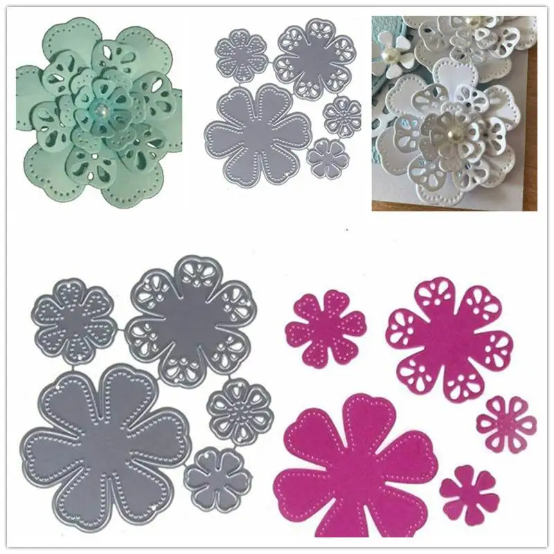 Рождественские 3D Цветочные металлические Вырубные штампы рельефная карта с