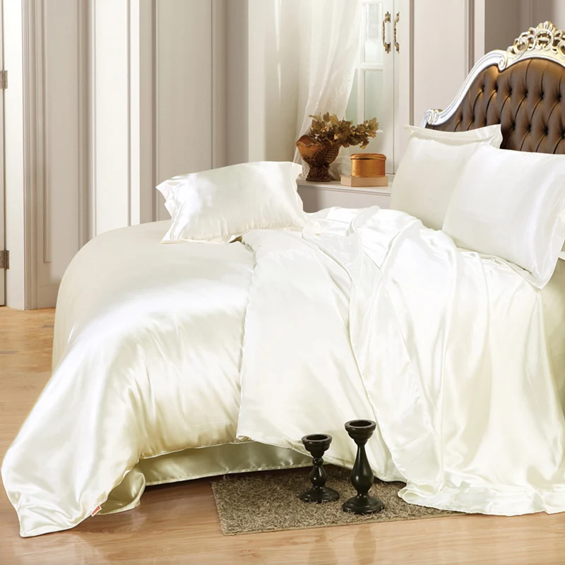Sisher Silk Luxury Bedding Set European Solid Color Bed Linen Adult Mordern Duvet Cover Sets Single Queen King Size Quilt Covers | Дом и сад
