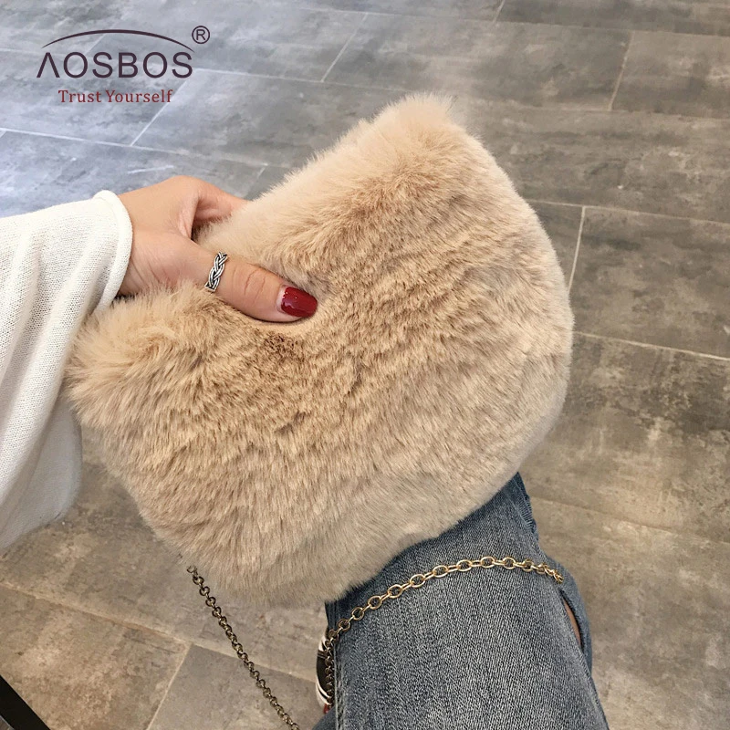 Aosbos Женская плюшевая сумка на плечо модная мягкая Сумка тоут женская зимняя с