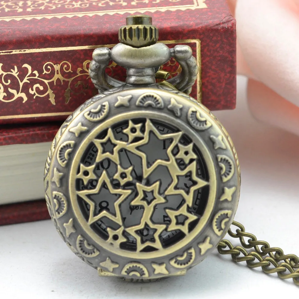 Vintage Pocket Watch Rose Butterfly Hollow Pattern Punk Wind Bronze Quartz Pendant Necklace Gift карманные часы 03* | Наручные