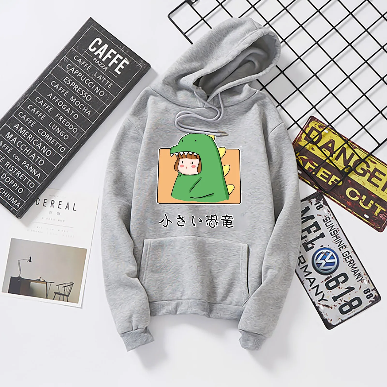 Dinosaur Oversized Cartoon Hoodie Women Fashion Women Sweatshirt Casual Print Korean Style Clothes For Sweatshirt Tops 2021