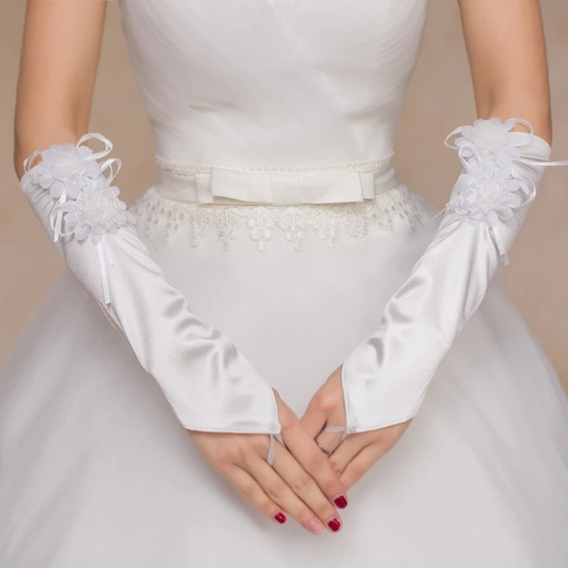 

Перчатки женские длинные до локтя, кружевные, с цветами, без пальцев, для свадьбы, выпускного вечера, 2021