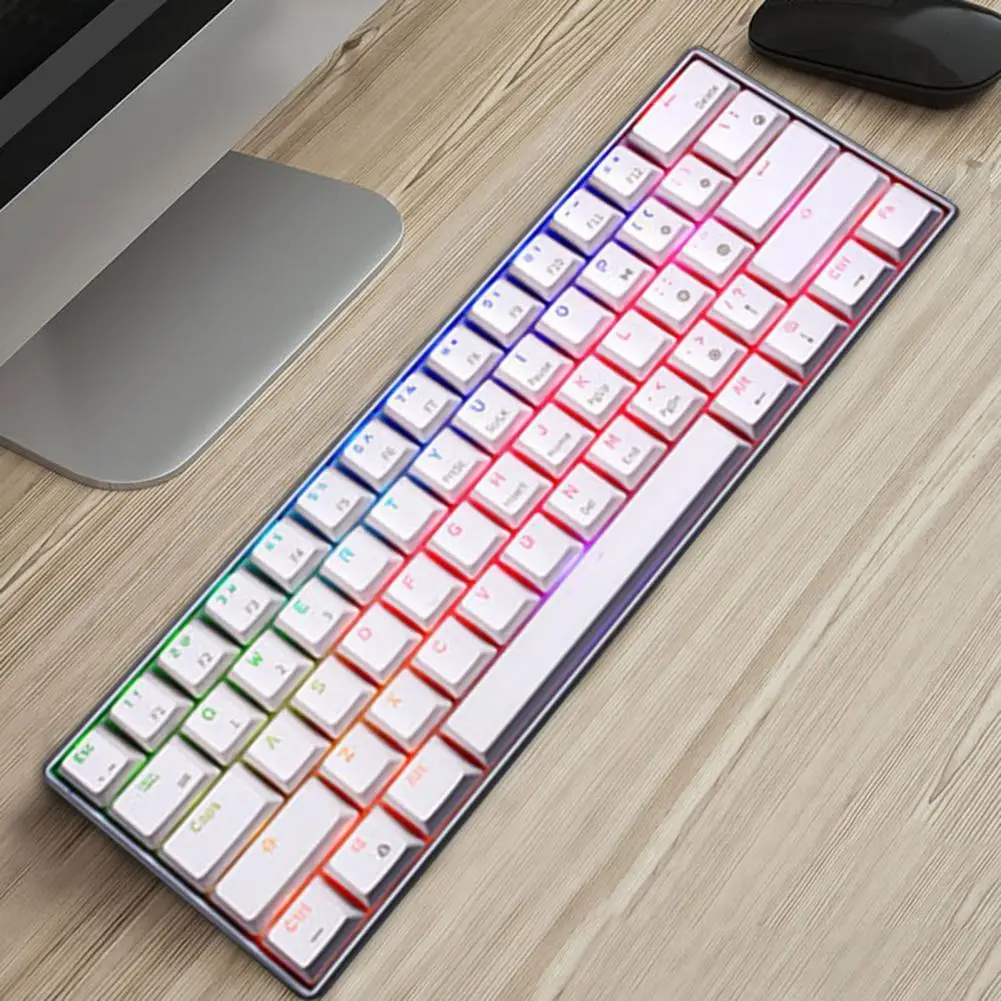 

RK61 RGB 2.4G Triple-Mode 61-Key Bluetooth USB Gaming Wired Mechanical Keyboard Low Key Design for Mobile Phone Computer