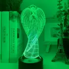 Акриловый светодиодный ночник с 3D иллюзией, модель с ангелом, ночной Светильник ильник для детской комнаты, светильник освещение, настольная лампа с Usb-аккумулятором