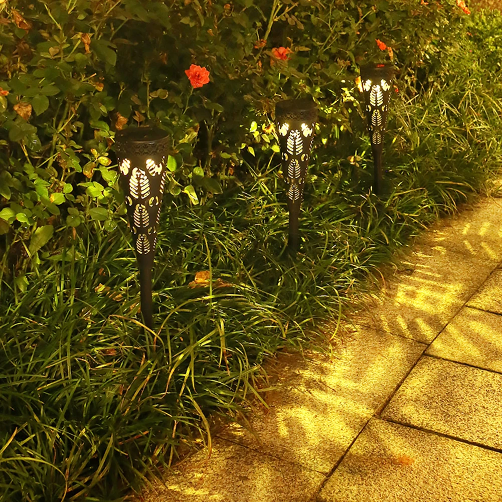 

4pcs LED Solar Garden Plug Ground Lamp Hollow Yard Landscape Decoration Plastic Lighting Lamp Outdoor Waterproof Lawn Light