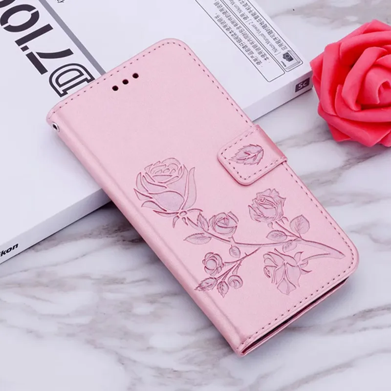 Кожаный чехол с объемными розами и цветочным принтом для Samsung Galaxy Ace чехол-книжка