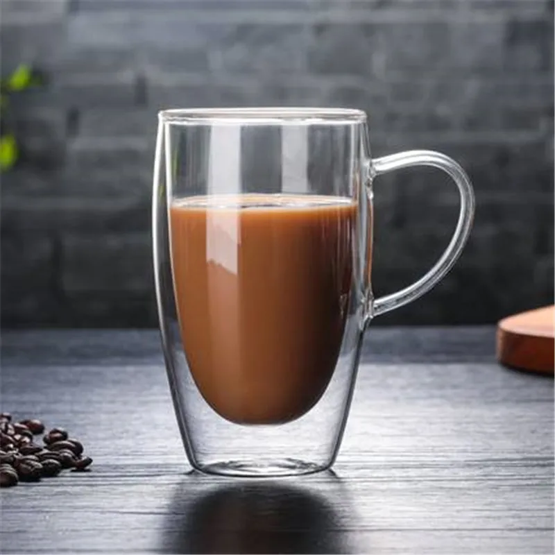 

Стеклянные чашки для кофе и чая с двойными стенками, термостойкие кофейные кружки с двойными стенками, прозрачная лимонная кружка, чашка дл...