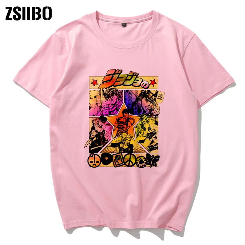 Япония Аниме рубашка JoJo странные приключения смешные футболки для мужчин и
