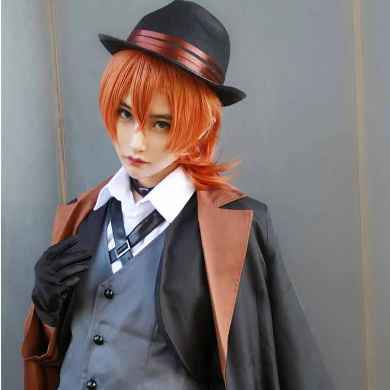 Anime Bungou Stray Dogs Chuya Nakahara Cosplay Costume Wig Port Mafia British Style Jackets  Cosplay Prop Shoes For  Halloween images - 6