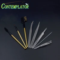 contemplator 8pcs fly tying tools anti static tweezersbodkindubbing brushes hackle fiber tool variety stainless%c2%a0tweezer set