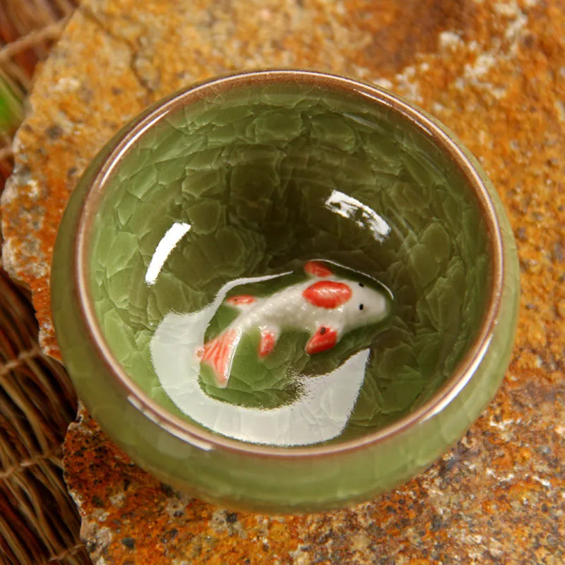 CJ272 красочный ледяной фарфор 8 цветов чайная чашка с рисунком рыбы керамический