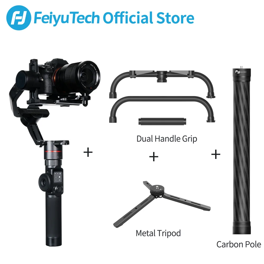 FeiyuTech AK2000 3-Axis DSLR камера стабилизатор штатив фоллоу фокус для sony Canon 5D Panasonic GH5/GH5S Nikon D850 2,8 кг Полезная нагрузка - Цвет: with dual grip pole