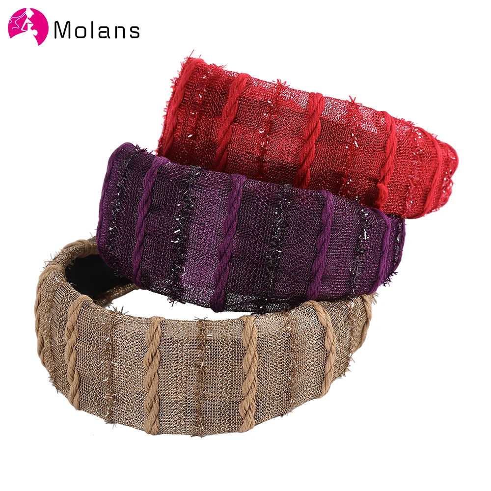 Обруч для волос Molans Женский элегантная хлопковая однотонная широкая повязка на