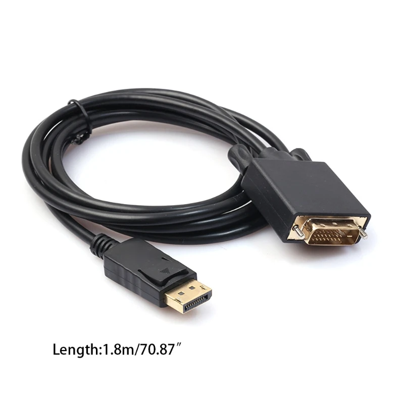

DisplayPort to DVI Adapter Cord DP DisplayPort to DVI Video Connection 6 Feet Cable Male to Male Gold Plated Cord