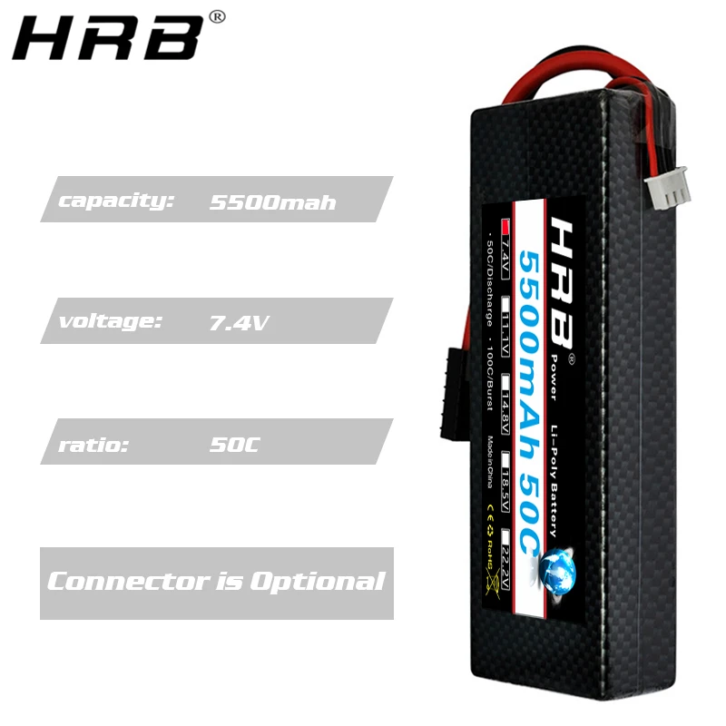 аккумулятор hrb lipo 2s 74 v 5500mah 50c xt60 t deans ec5 xt90 жестк