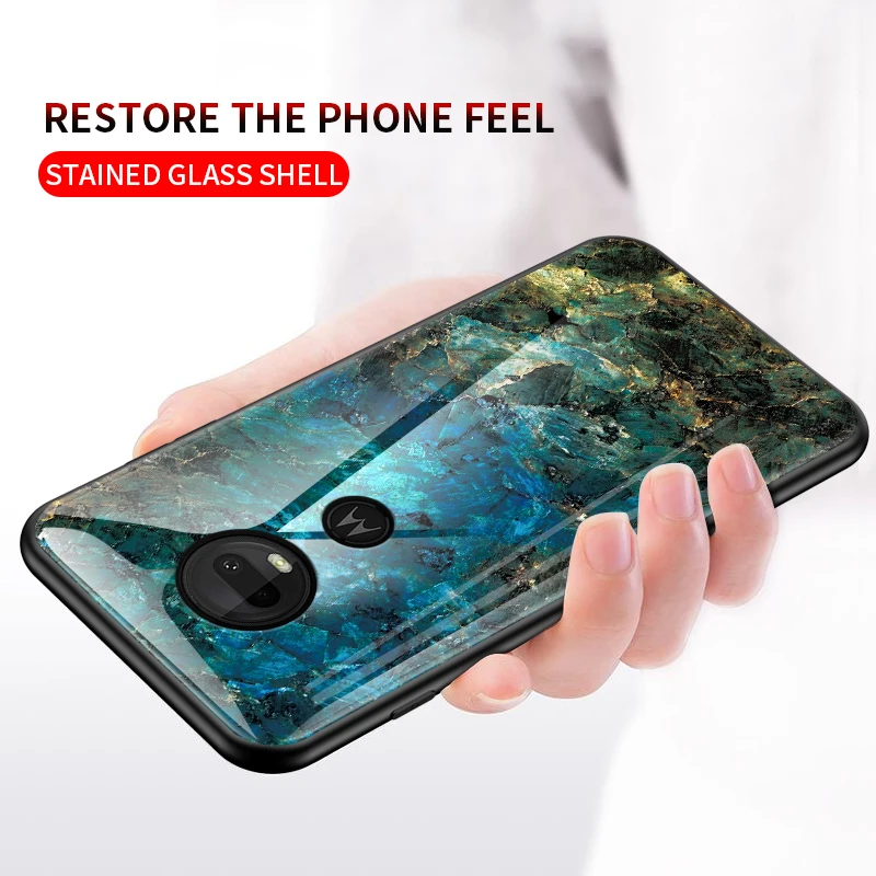 marble glass case for motorola g7 play plus tempered glass phone cover for moto g7 power one zoom coque fundas free global shipping