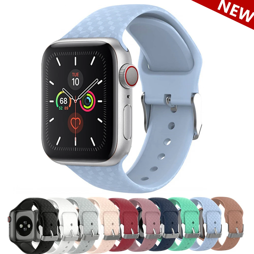 Ремешок силиконовый для Apple watch 5 band 44 мм 40 спортивный браслет с 3d-текстурой iwatch 38 42