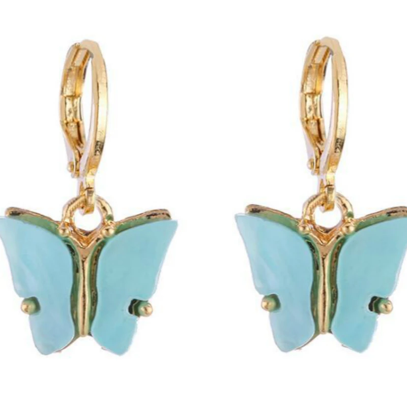 Новые серьги модные ювелирные изделия цветные акриловые в форме бабочки милые