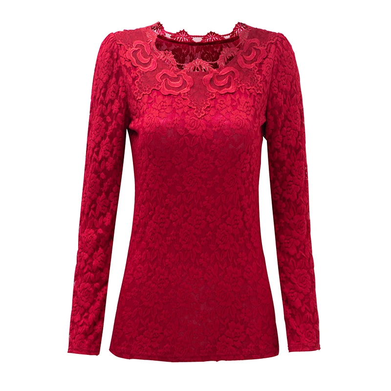 Зимние утепленные с круглым вырезом Бархат Женская рубашка размера плюс 5XL цветы