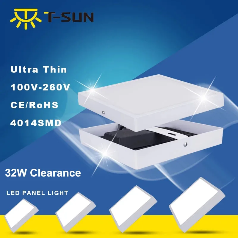 

T-SUNRISE 32W Square/Round Surface Mounted AC85-265V lamp White bright Square/Round LED Downlight Panel Light Clearance