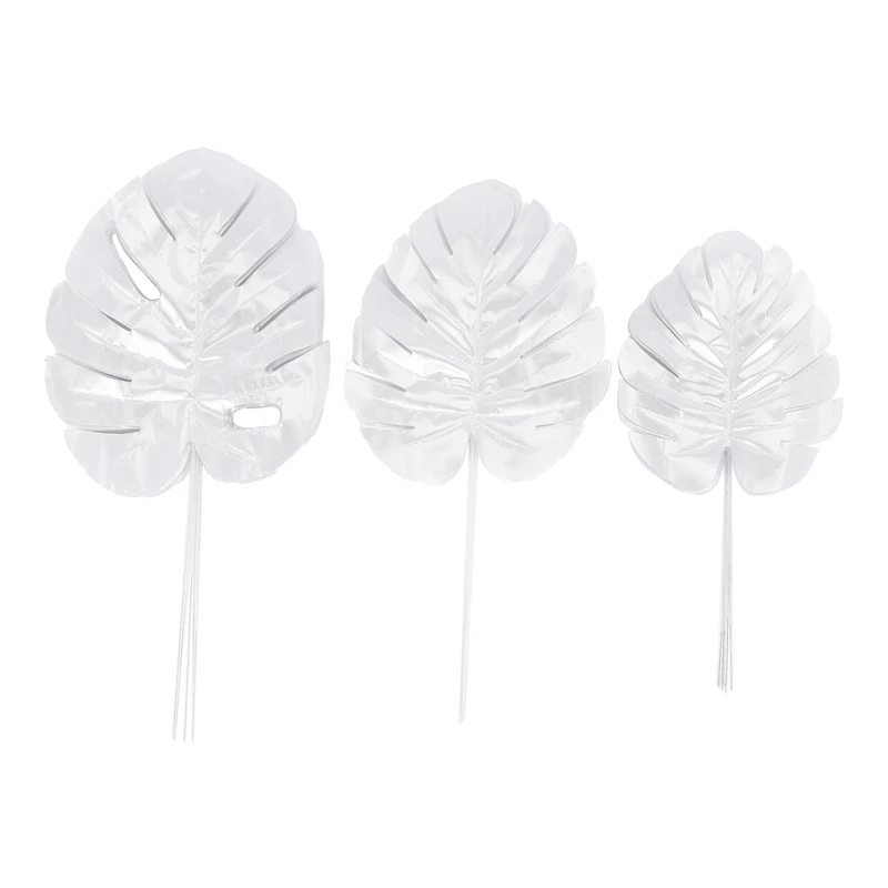 

Silver Artificial Monstera Leaf Wedding Decoration Fake Plants Palm Scattered Tail Leaf Birthday Xmas Decor for Home