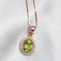 meibapj real natural peridot rose gold plated pendant necklace 925 pure silver fine green stone jewelry for women