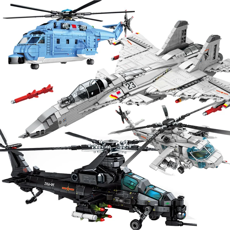 

SEMBO Aircraft Airplane Building Blocks J-15 Shipborne Fighter Military City Plane Helicopters Brick Construction Children Toys