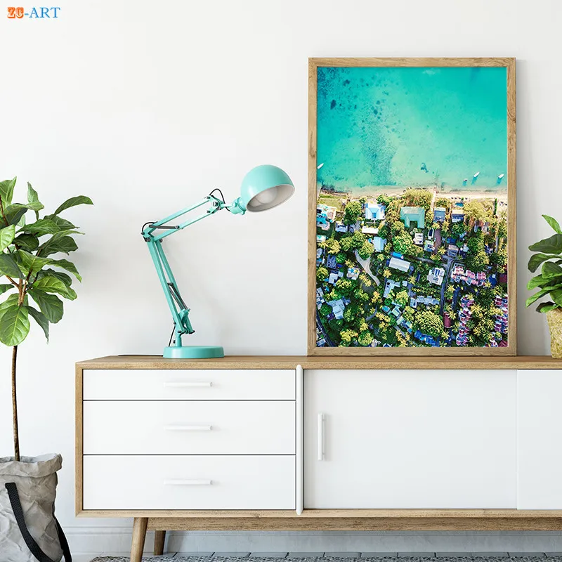 Морской пляж маяк с художественным принтом Природный Пейзаж Плакат пейзаж