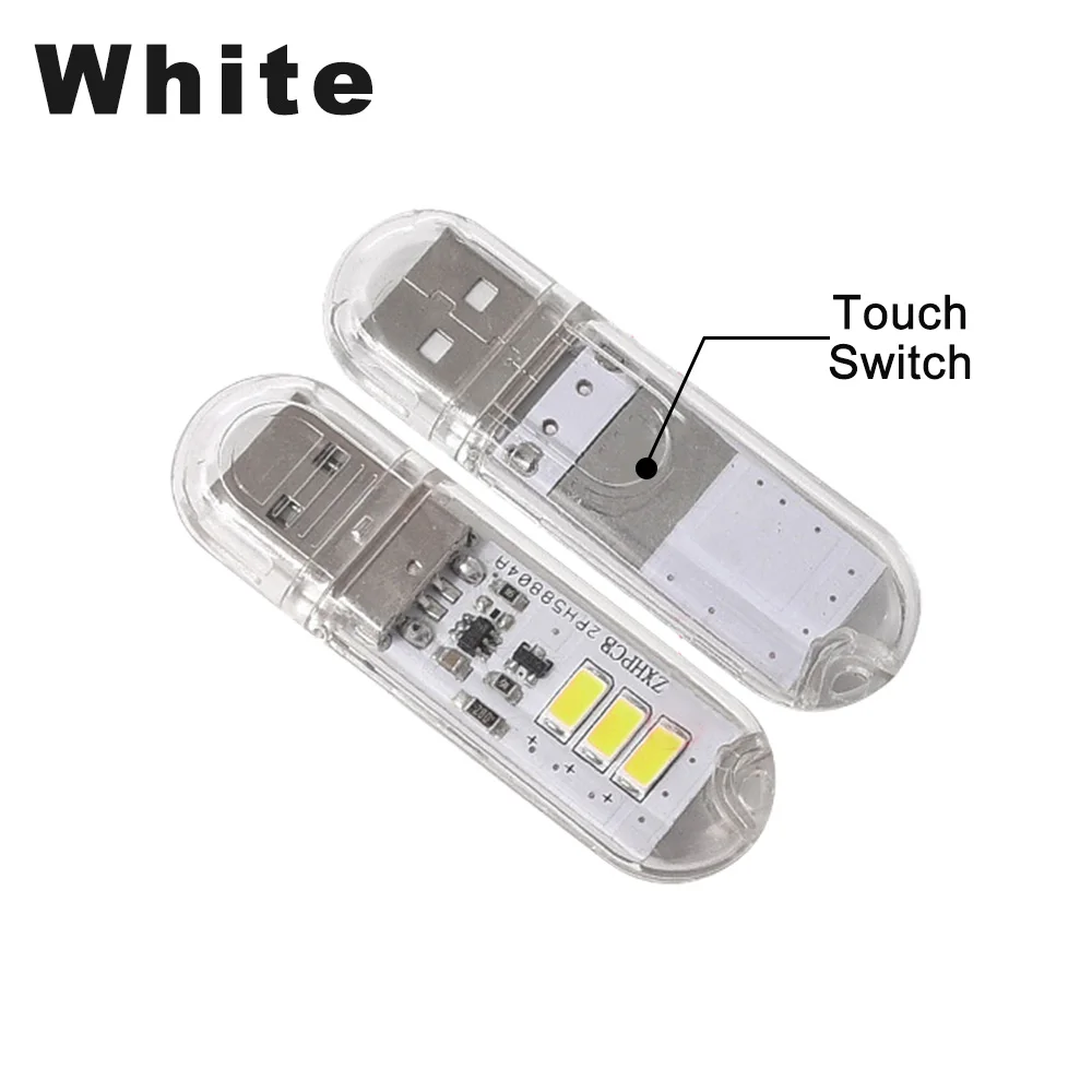 White DC5V сенсорный переключатель USB мини светодиодный светильник для книг 3 светодиодный s 1,5 Вт портативный светодиодный светильник для чтения USB светодиодный ночной Светильник для кемпинга - Испускаемый цвет: White