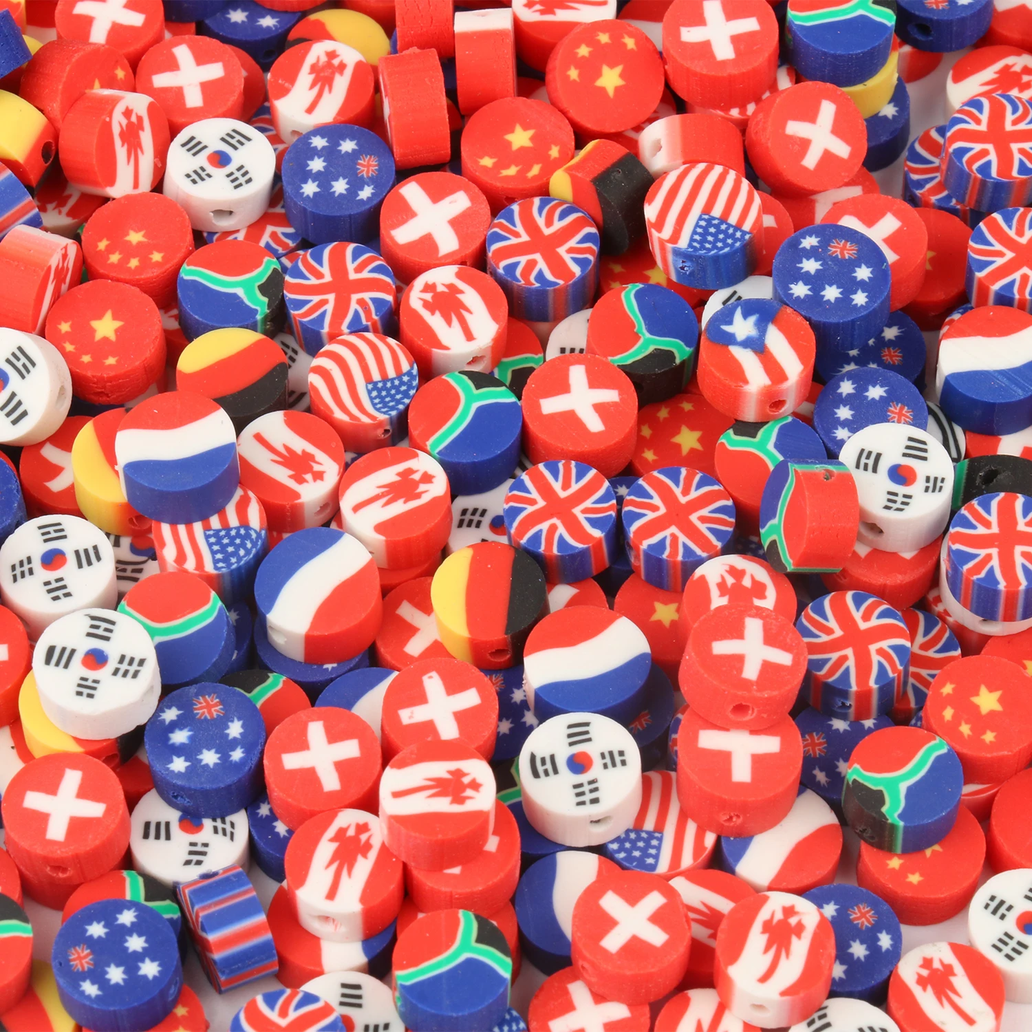 

Mixed National Flag Polymer Clay Beads Flat Round Spacer Charms Beads for Jewelry Making DIY Handmade Bracelets Earrings 50Pcs