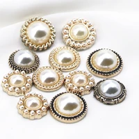 100pcs flower golden pearl flat back button upscale charm garment hair bow center clothing accessories