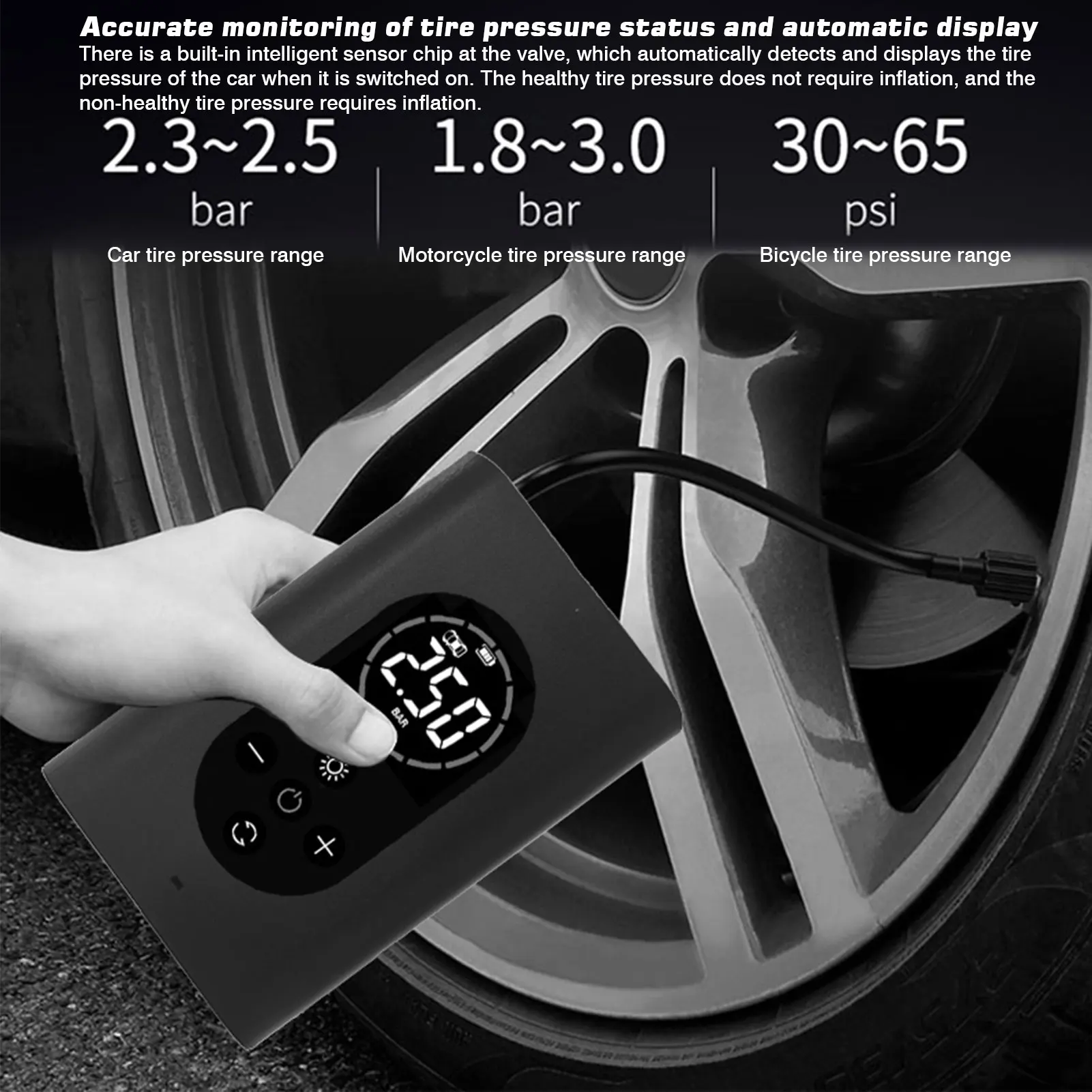 Car Air Pump Cordless Bike Electric Inflator Compressor Rechargeable Tire Bicycle Tyre Inflatable&ampLCD Screen | Автомобили и