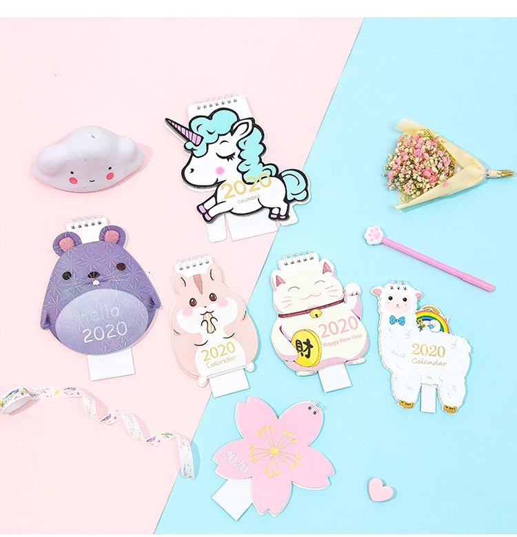 Kawaii, мультяшный настольный календарь, креативный, милый, мини,, настольный календарь, подарок, офисный, для программы, для школы, планировщик, стационарные принадлежности, 00023