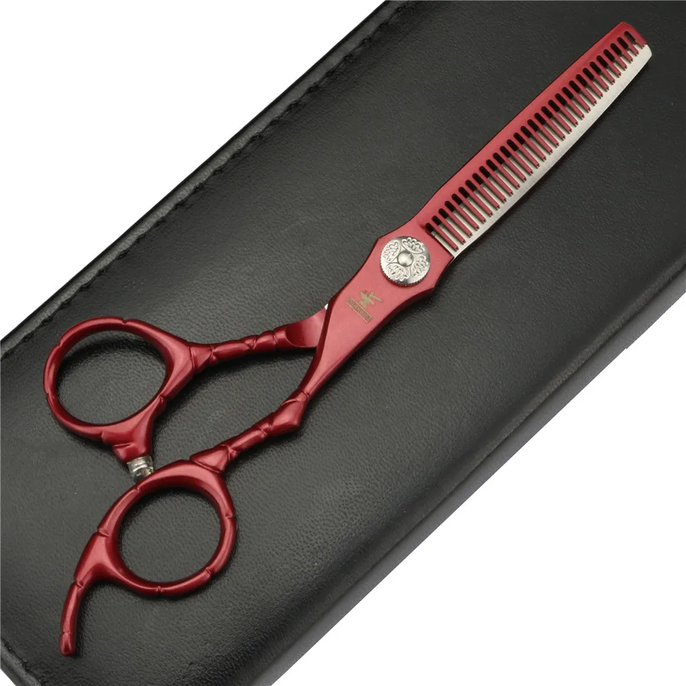 6 дюймов красный парикмахерские Профессиональные ножницы набор Япония 440C для