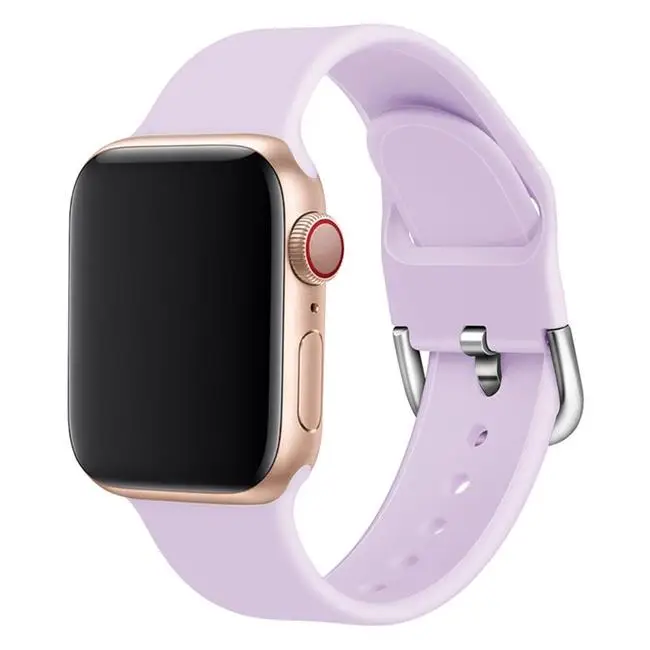 Lavender purple Силиконовый ремешок для наручных часов apple watch группа 44 мм 40 мм apple watch 5 4 ремешок 42 мм, 38 мм, версия наручных часов iwatch серии 5/4/3/2, correa, браслет - Цвет ремешка: Lavender purple