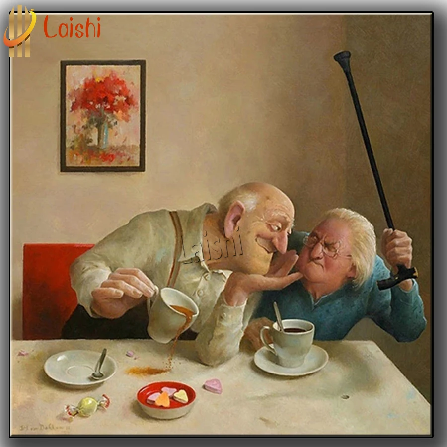 

Humorous old couple Portrait Diamond Painting Full Drill Round Embroidery Pictures With Rhinestones Hobby Handmade Room Decor