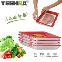 teenra creative food preservation tray stackable food fresh tray magic elastic fresh tray reusable food storage container