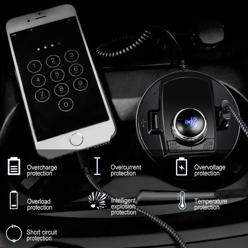 Беспроводной Bluetooth fm передатчик MP3 USB автомобильное радио Aux адаптер приемник для