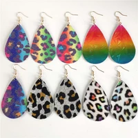 vegan leather glitter leopard earrings for women accessories animal print cheetah earrings gradient ramp color wholesale e7778