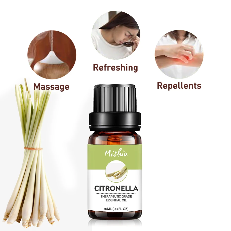 Mishiu 10MLCitronella эфирные отпугивают комаров отгоняют усталость стимулируют