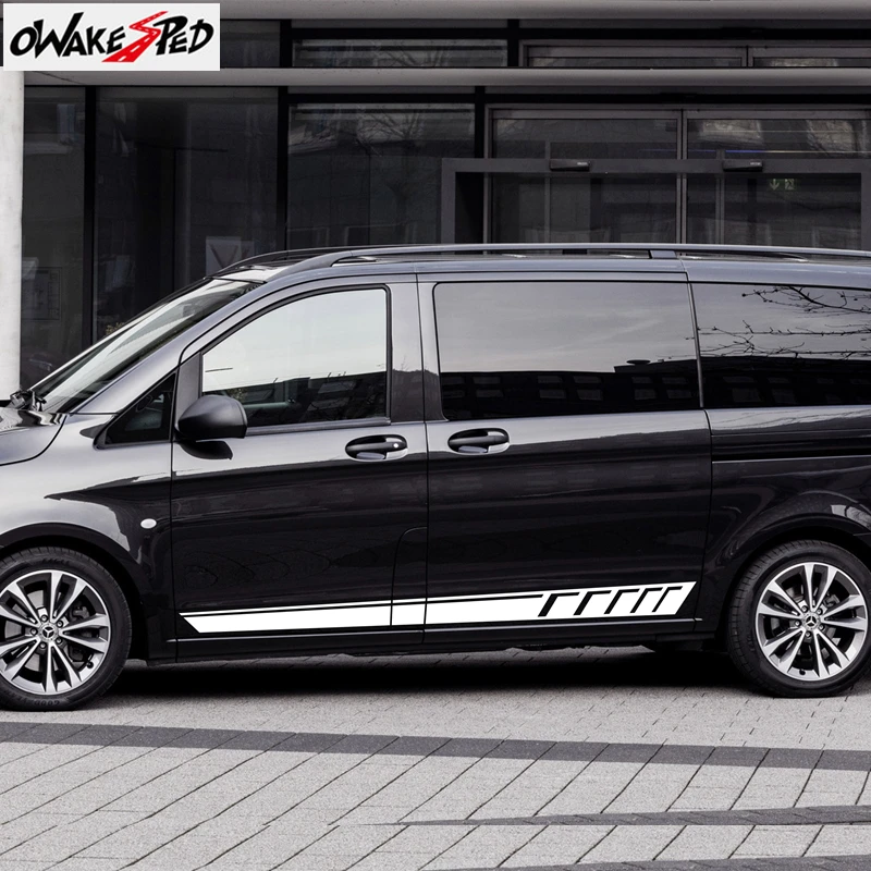 2 шт. Racing боковые полосы Декор наклейки двери автомобиля сбоку юбка виниловые для