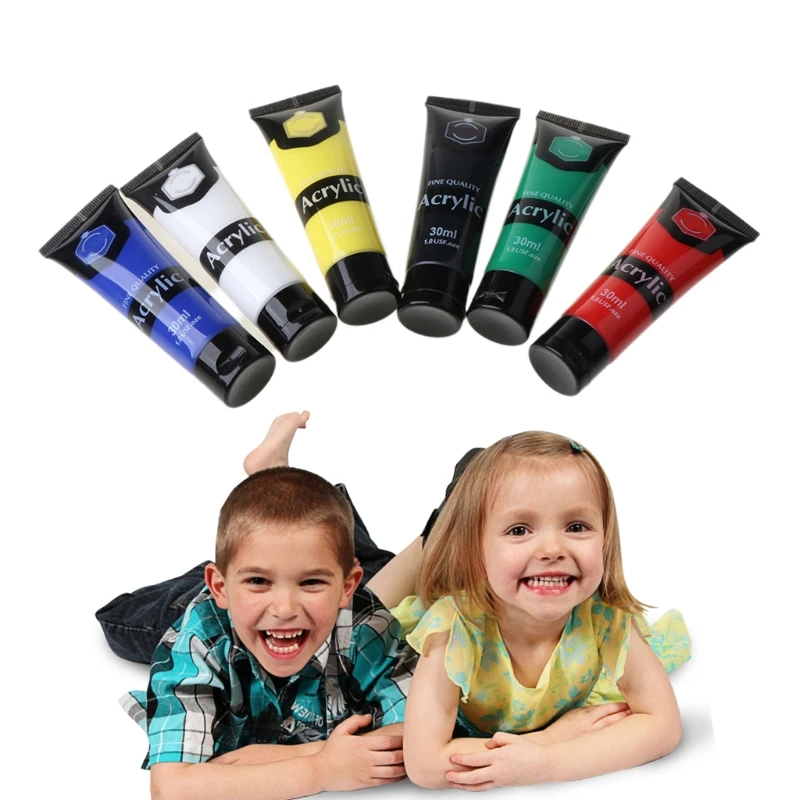 

6 Colors 30ml Professional Acrylic Paint Set Drawing Painting Pigment Wall Hand-painted for Kids DIY