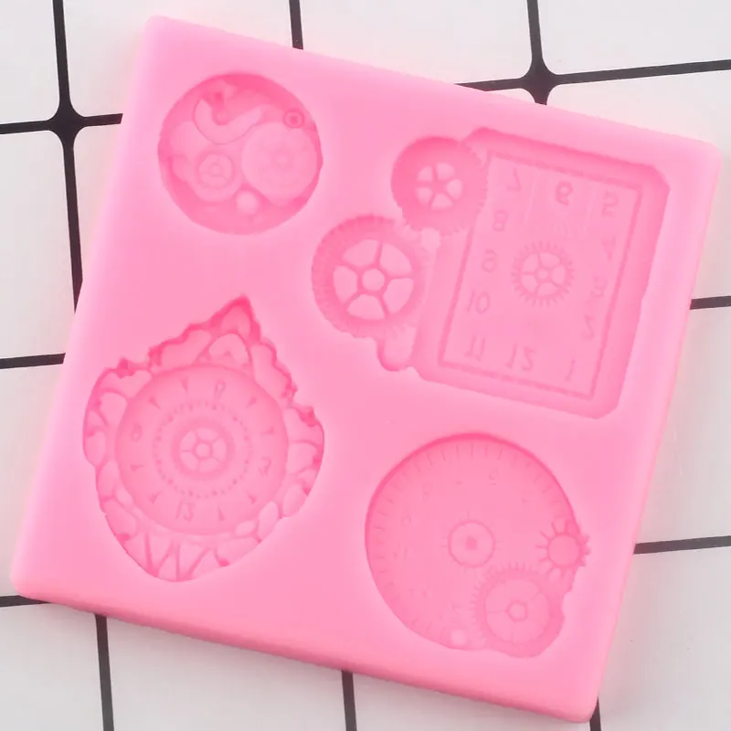 Steampunk Clock Silicone Molds Baby Birthday Cupcake Topper Fondant Cake Decorating Tools Candy Clay Chocolate Gumpaste Moulds | Дом и сад