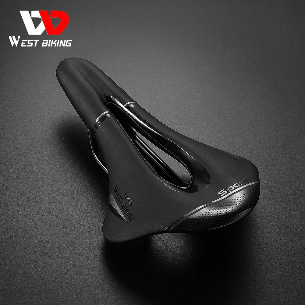 WEST BIKING Bicycle Saddle MTB Mountain Road Racing Bike Seat Soft PU Leather Hollow Breathable Cushion Cycling Part Accessories | Спорт и