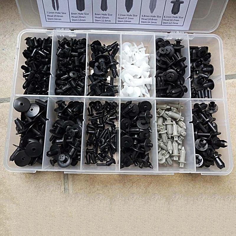 

12 Size 350 Pcs Universal Plastic Car Rivet Fastener Car-Styling Car Door Bumper Cover Fender Bumper Fixed Clip Fastener Kit
