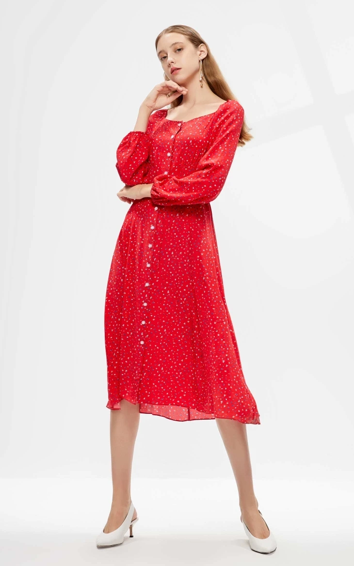 Vero Moda Новое цветочное Королевское платье с рукавами во французском стиле с квадратным воротником | 31937D517