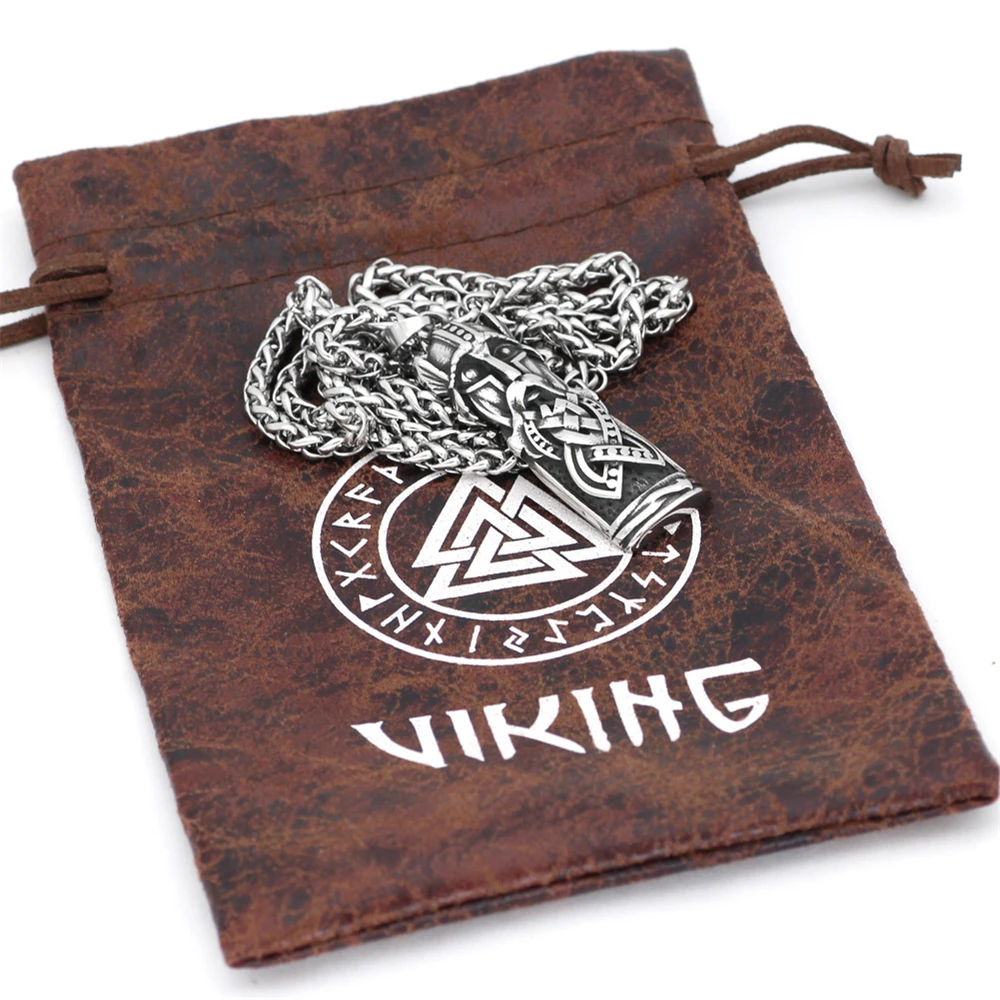 Мужской Амулет из нержавеющей стали Vikings Warrior норвежский кулон шлем с рожками